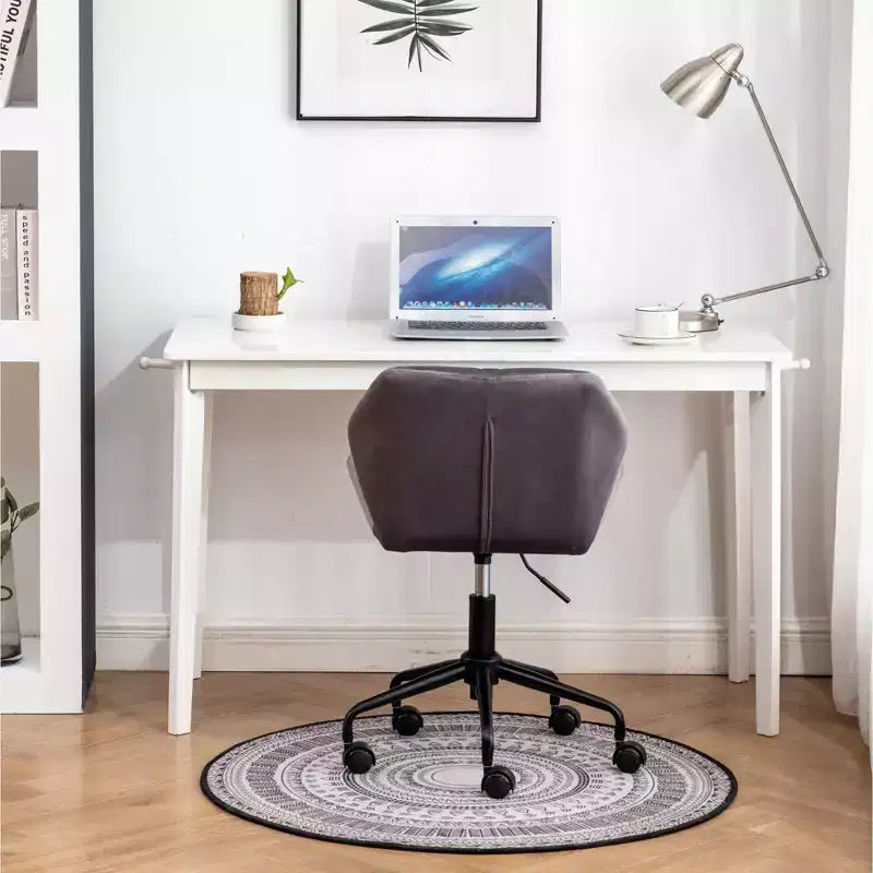 Chaise de bureau moderne réglable en velours avec roulettes, chaise de travail pivotante capitonnée en losanges pour bureau, étude, studio