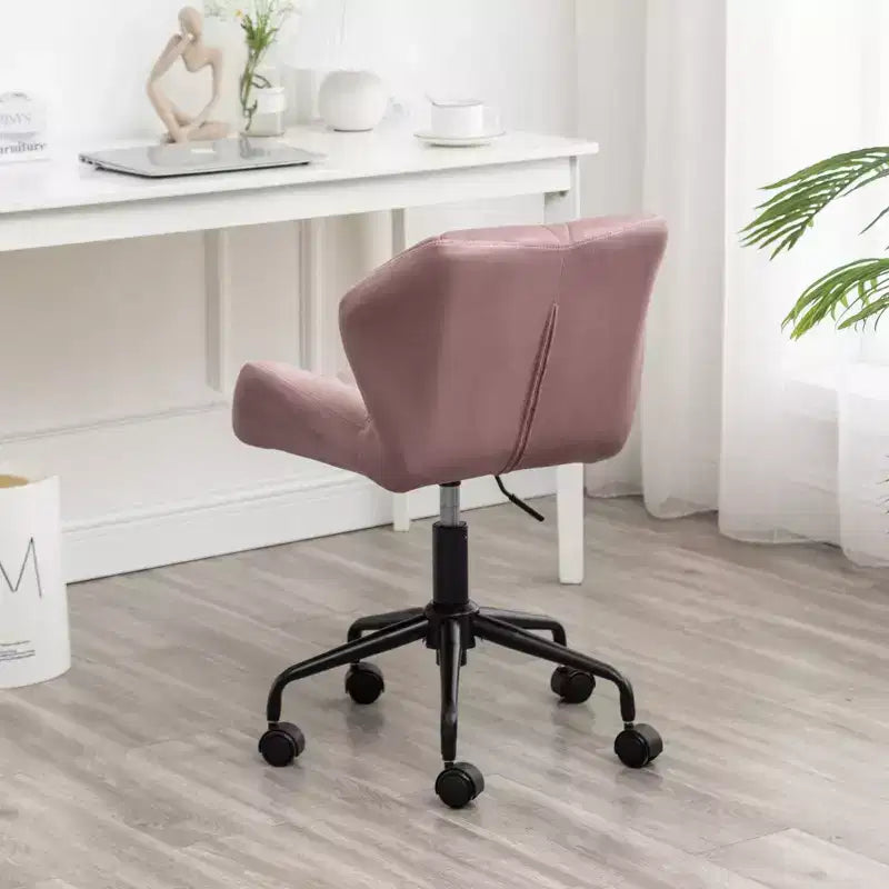 Chaise de bureau moderne réglable en velours avec roulettes, chaise de travail pivotante capitonnée en losanges pour bureau, étude, studio