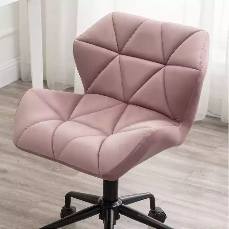 Chaise de bureau moderne réglable en velours avec roulettes, chaise de travail pivotante capitonnée en losanges pour bureau, étude, studio
