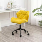 Chaise de bureau moderne réglable en velours avec roulettes, chaise de travail pivotante capitonnée en losanges pour bureau, étude, studio