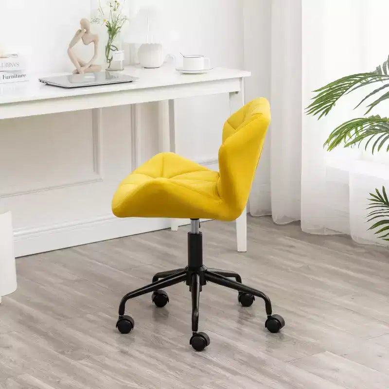 Chaise de bureau moderne réglable en velours avec roulettes, chaise de travail pivotante capitonnée en losanges pour bureau, étude, studio