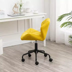 Chaise de bureau moderne réglable en velours avec roulettes, chaise de travail pivotante capitonnée en losanges pour bureau, étude, studio