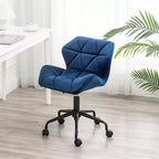 Chaise de bureau moderne réglable en velours avec roulettes, chaise de travail pivotante capitonnée en losanges pour bureau, étude, studio