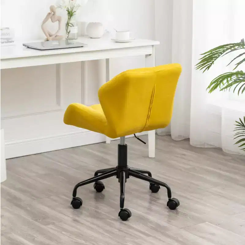 Chaise de bureau moderne réglable en velours avec roulettes, chaise de travail pivotante capitonnée en losanges pour bureau, étude, studio