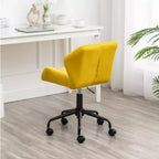 Chaise de bureau moderne réglable en velours avec roulettes, chaise de travail pivotante capitonnée en losanges pour bureau, étude, studio
