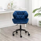 Chaise de bureau moderne réglable en velours avec roulettes, chaise de travail pivotante capitonnée en losanges pour bureau, étude, studio