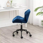 Chaise de bureau moderne réglable en velours avec roulettes, chaise de travail pivotante capitonnée en losanges pour bureau, étude, studio