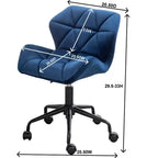 Chaise de bureau moderne réglable en velours avec roulettes, chaise de travail pivotante capitonnée en losanges pour bureau, étude, studio