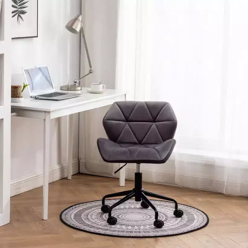 Chaise de bureau moderne réglable en velours avec roulettes, chaise de travail pivotante capitonnée en losanges pour bureau, étude, studio