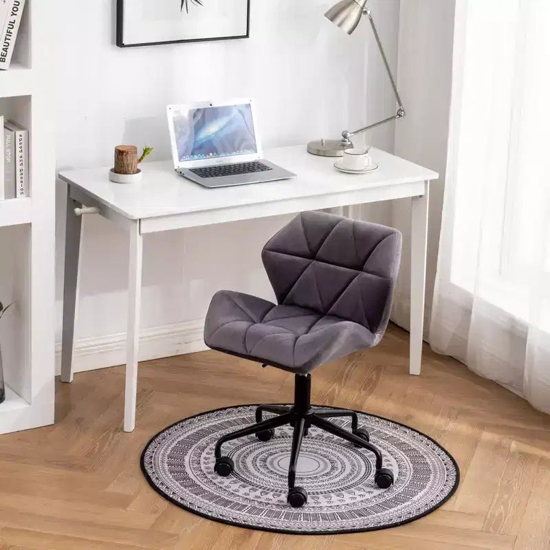Chaise de bureau moderne réglable en velours avec roulettes, chaise de travail pivotante capitonnée en losanges pour bureau, étude, studio