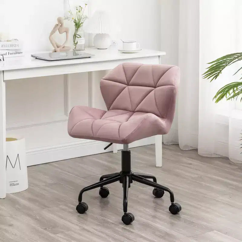 Chaise de bureau moderne réglable en velours avec roulettes, chaise de travail pivotante capitonnée en losanges pour bureau, étude, studio
