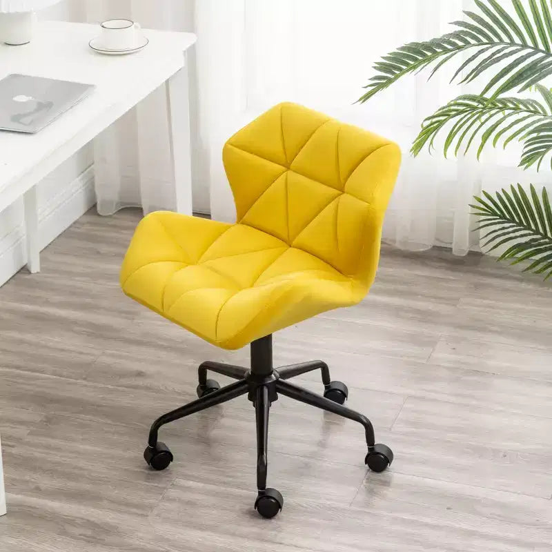 Chaise de bureau moderne réglable en velours avec roulettes, chaise de travail pivotante capitonnée en losanges pour bureau, étude, studio