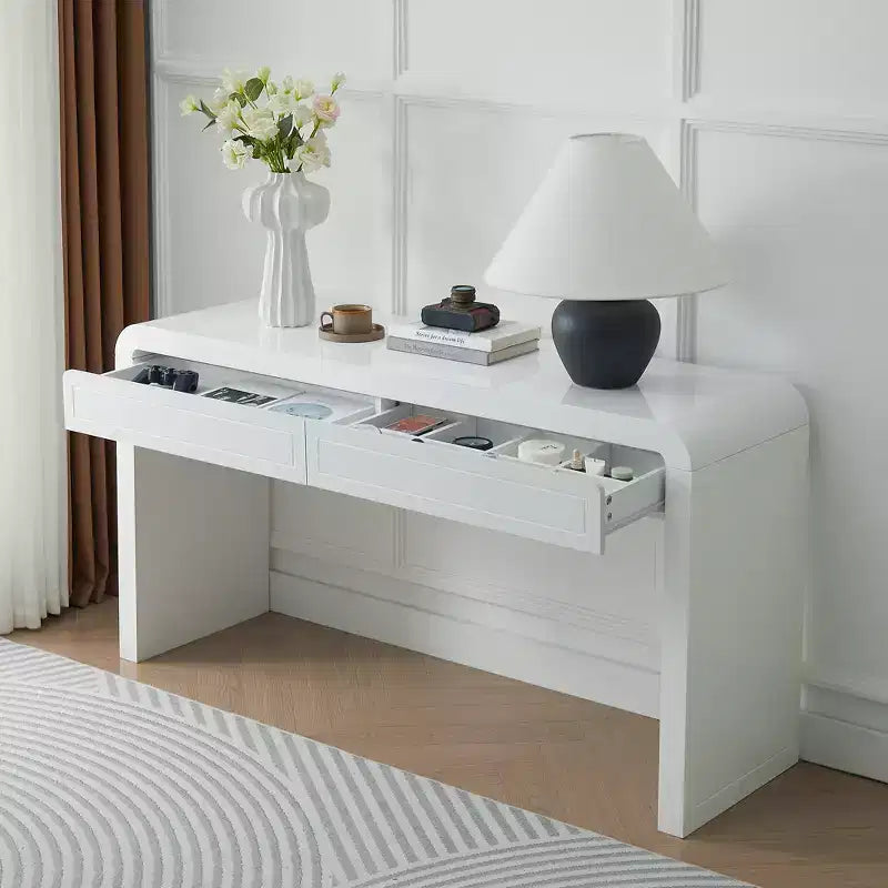 Console incurvée moderne avec 2 tiroirs