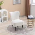 Modern Boucle Armless Accent Chair with Foam Upholstery, Rubber Wood Legs  Stylish and Comfortable Chair for Living Room, Office Bedroom