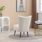 Fauteuil d'appoint moderne sans accoudoirs en Bouclette avec rembourrage en mousse, pieds en bois d'hévéa – Chaise élégante et confortable pour salon, bureau, chambre à coucher