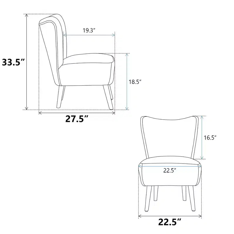 Fauteuil d'appoint moderne sans accoudoirs en Bouclette avec rembourrage en mousse, pieds en bois d'hévéa – Chaise élégante et confortable pour salon, bureau, chambre à coucher