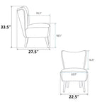 Fauteuil d'appoint moderne sans accoudoirs en Bouclette avec rembourrage en mousse, pieds en bois d'hévéa – Chaise élégante et confortable pour salon, bureau, chambre à coucher