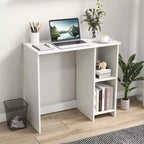Bureau d'ordinateur 31.5" pour petit espace, style simple, avec étagères Blanc/Noir