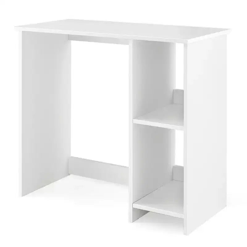 Bureau d'ordinateur 31.5" pour petit espace, style simple, avec étagères Blanc/Noir