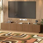 Meuble TV moderne Mid-Century de 86,61 po pour téléviseurs jusqu'à 85 po, console TV avec grand espace de rangement, centre de divertissement pour salon