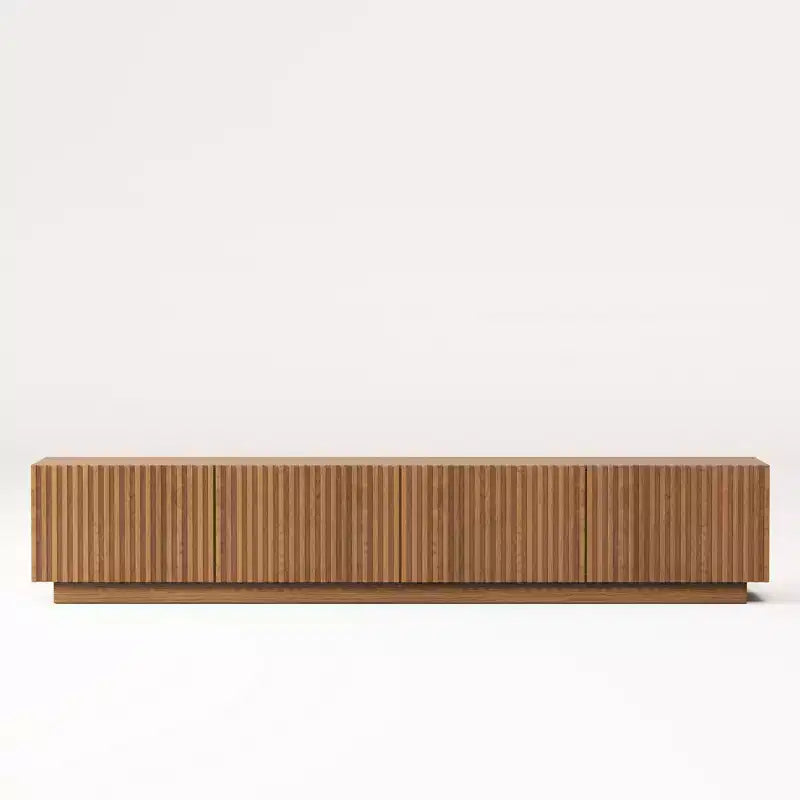 Meuble TV moderne Mid-Century de 86,61 po pour téléviseurs jusqu'à 85 po, console TV avec grand espace de rangement, centre de divertissement pour salon
