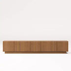 Meuble TV moderne Mid-Century de 86,61 po pour téléviseurs jusqu'à 85 po, console TV avec grand espace de rangement, centre de divertissement pour salon