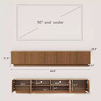 Meuble TV moderne Mid-Century de 86,61 po pour téléviseurs jusqu'à 85 po, console TV avec grand espace de rangement, centre de divertissement pour salon