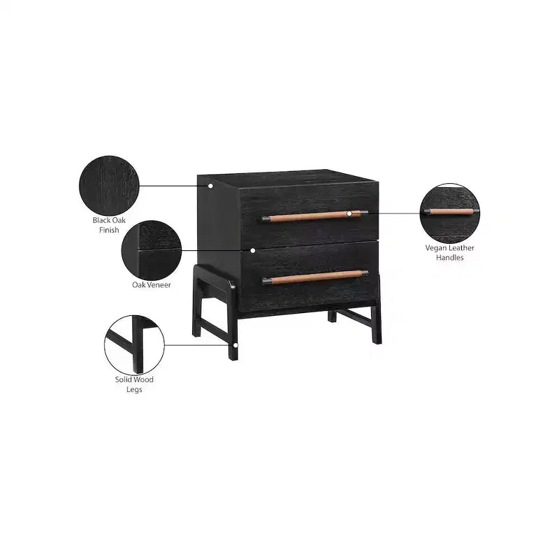 Table de chevet en cuir végétalien noir