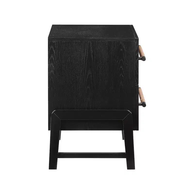Table de chevet en cuir végétalien noir