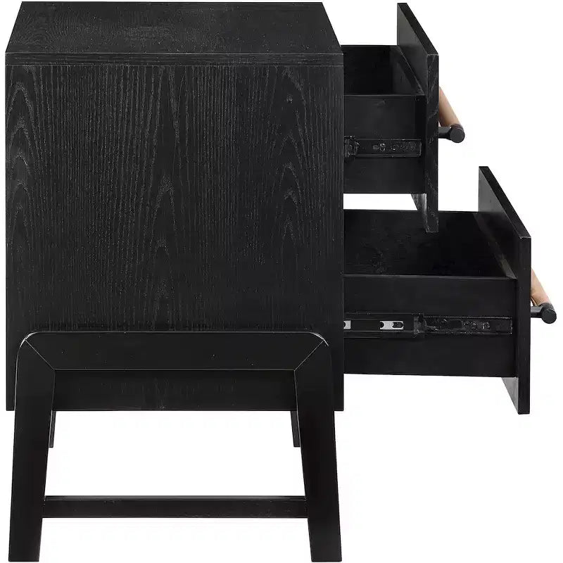 Table de chevet en cuir végétalien noir