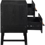 Table de chevet en cuir végétalien noir