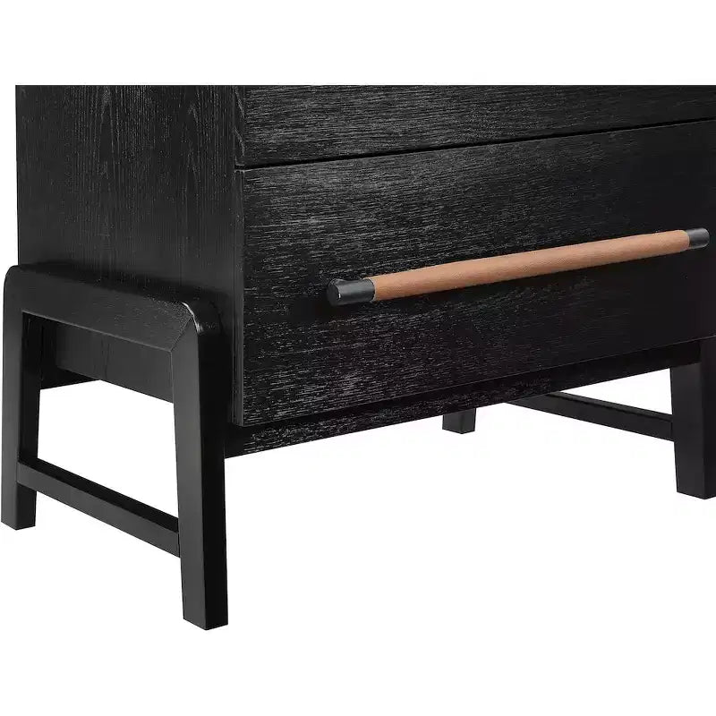 Table de chevet en cuir végétalien noir