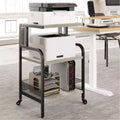 Printer Stand, 3-Tier Rolling Printer Cart with USB Ports & Power Outlets - Heavy Duty Storage Table (Home/Office, Gray)