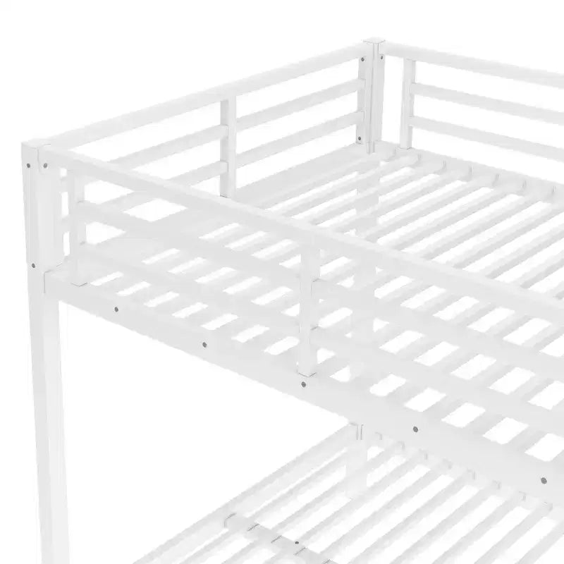 Lit superposé en métal blanc, taille double sur double, pour adolescents et adultes