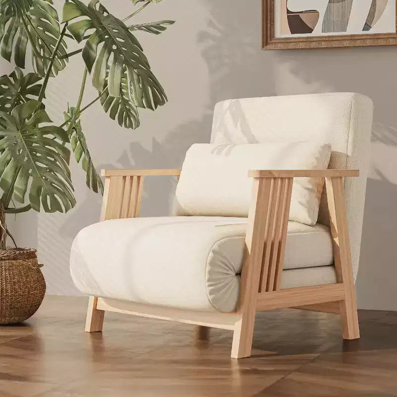 Lit pliant, fauteuil convertible moderne en bois rembourré, méridienne inclinable, canapé-lit pour chambre et salon, beige