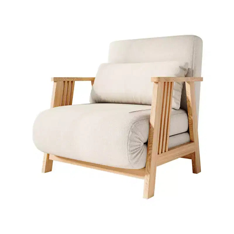 Lit pliant, fauteuil convertible moderne en bois rembourré, méridienne inclinable, canapé-lit pour chambre et salon, beige