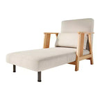 Lit pliant, fauteuil convertible moderne en bois rembourré, méridienne inclinable, canapé-lit pour chambre et salon, beige