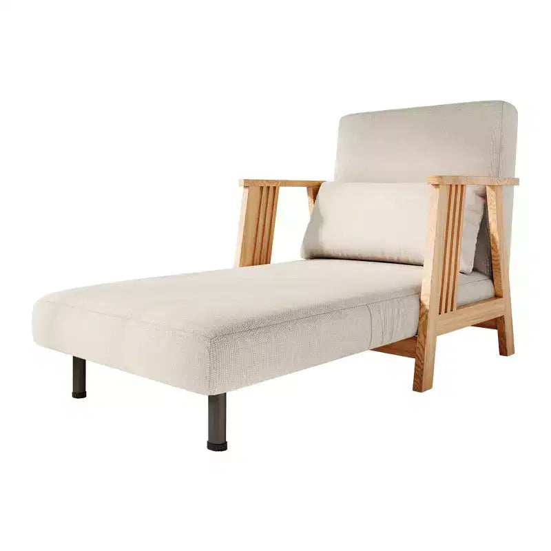 Lit pliant, fauteuil convertible moderne en bois rembourré, méridienne inclinable, canapé-lit pour chambre et salon, beige