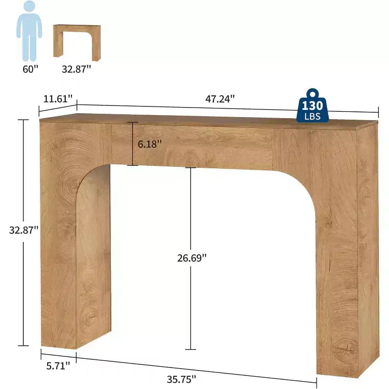 Longue console pour entrée, table de canapé rectangulaire en bois derrière le canapé, table d'entrée étroite pour salon, entrée, couloir, foyer.