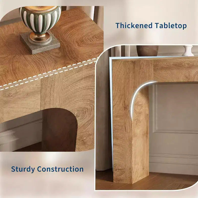 Longue console pour entrée, table de canapé rectangulaire en bois derrière le canapé, table d'entrée étroite pour salon, entrée, couloir, foyer.