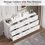 Commode à 9 tiroirs, Grand organisateur de rangement pour chambre à coucher, couloir et salon, Commodes et chiffonniers