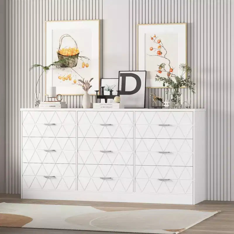 Commode à 9 tiroirs, Grand organisateur de rangement pour chambre à coucher, couloir et salon, Commodes et chiffonniers