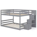 Costway Full Over Full Low Bunk Bed with Storage Stairs with Full-length Guardrails White/Gray