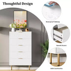 Commode à 5 tiroirs pour chambre à coucher, commode haute en bois de 119 cm avec poignées dorées, commode de rangement cannelée, commode de placard pour chambre à coucher