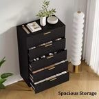 Commode à 5 tiroirs pour chambre à coucher, commode haute en bois de 119 cm avec poignées dorées, commode de rangement cannelée, commode de placard pour chambre à coucher