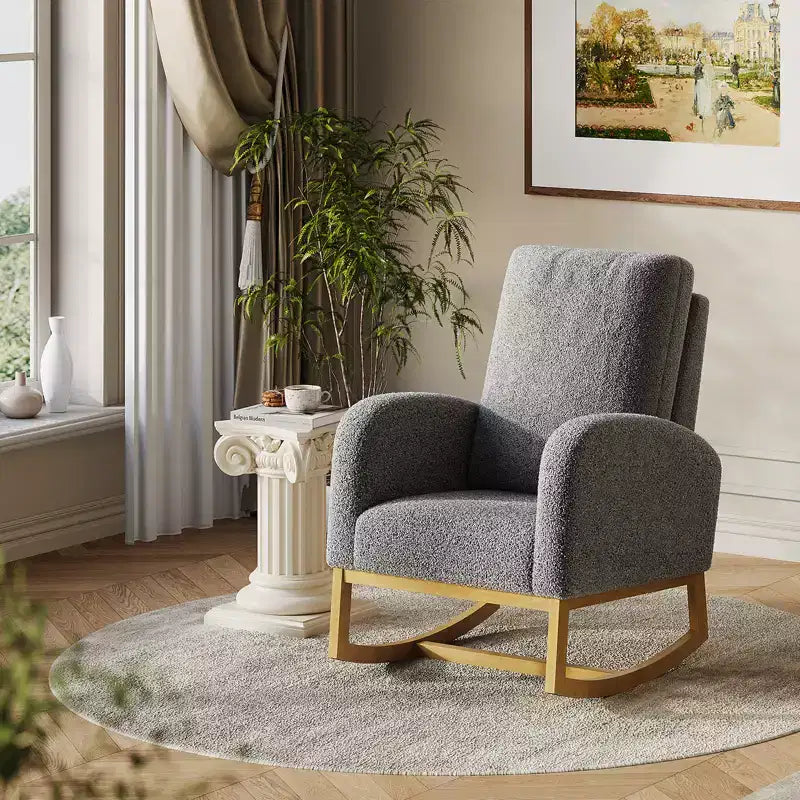 COZONY Nursery Rocking Chair - Upholstered Glider Rocker Recliner with Side Pocket for Living Room, Bedroom, Nursing