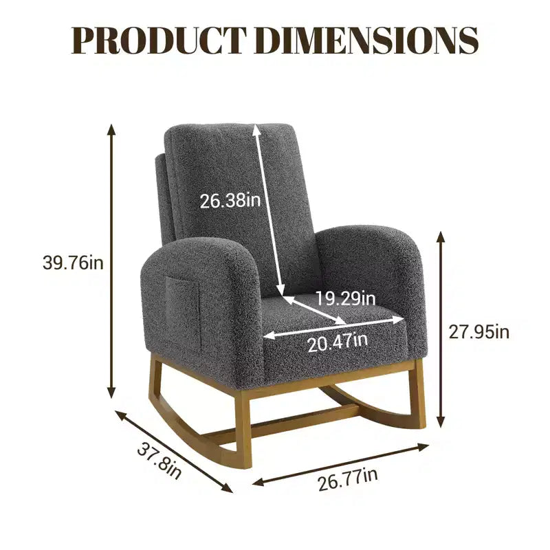Fauteuil à bascule pour chambre de bébé - Fauteuil inclinable, planeur et bascule rembourré avec poches latérales pour salon, chambre à coucher, allaitement