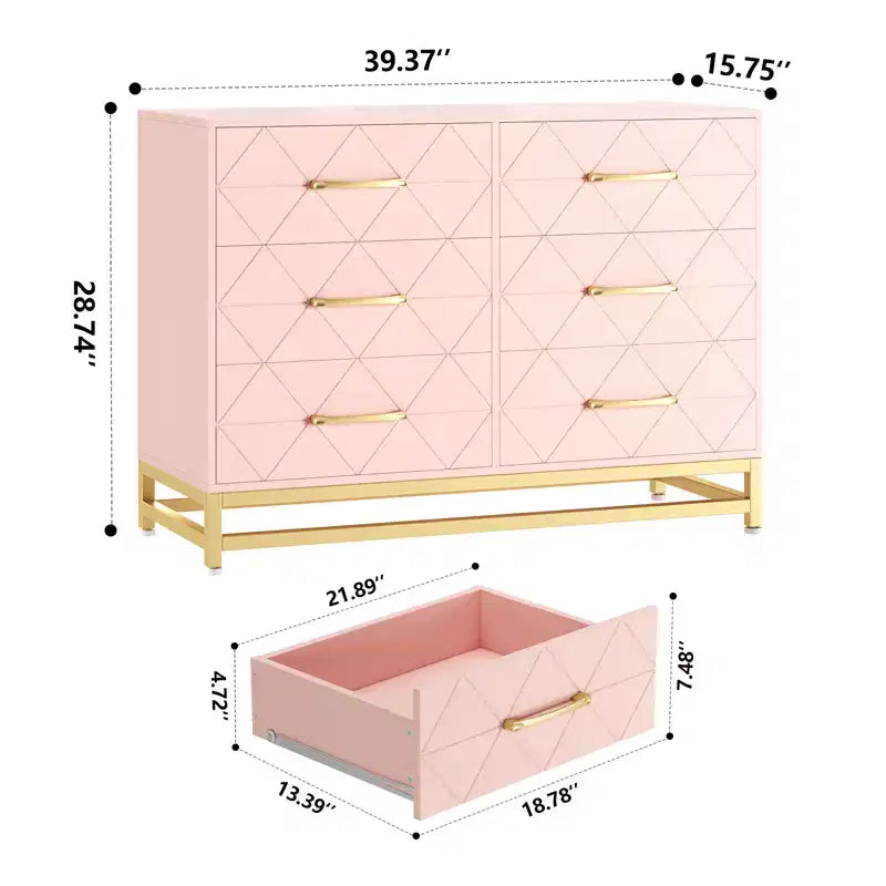 Commode en bois à 6 tiroirs pour placard, couloir, salon, chambre d'enfant