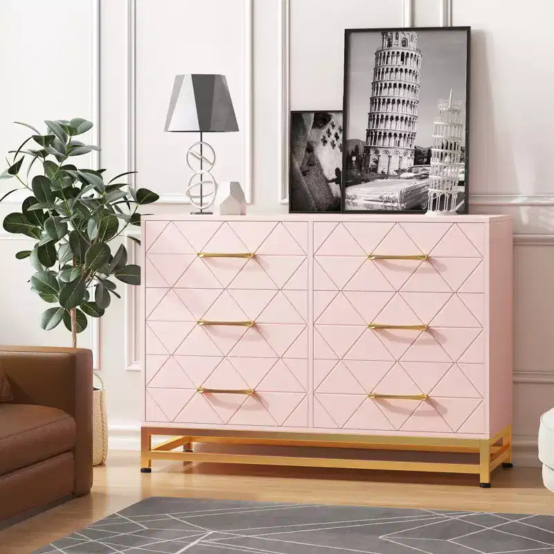 Commode en bois à 6 tiroirs pour placard, couloir, salon, chambre d'enfant