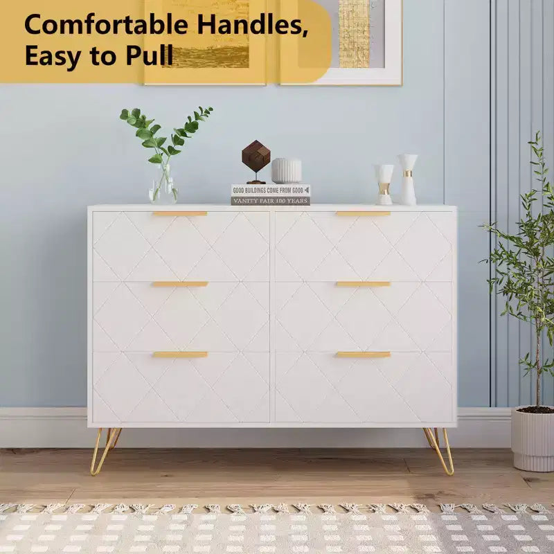 Commode en bois à 6 tiroirs pour placard, couloir, salon, chambre d'enfant